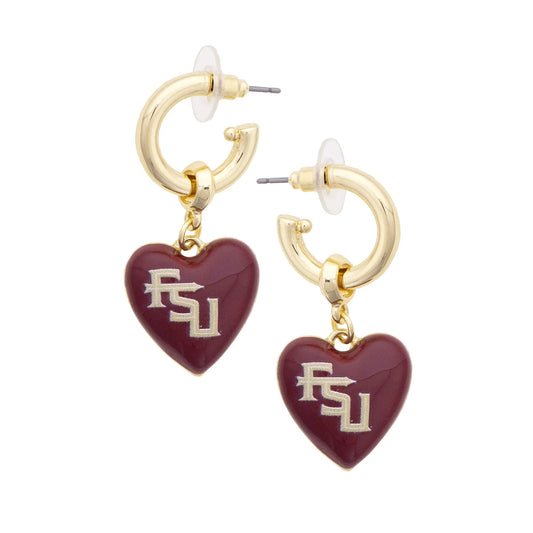 Florida State Seminoles Heart Drop Earrings