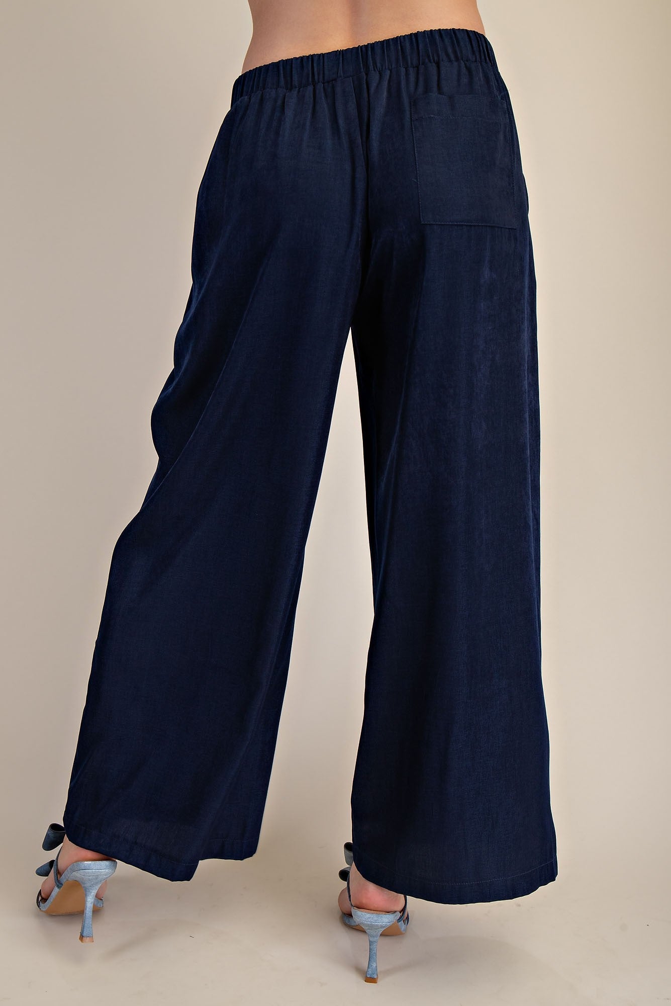 Flowy & Sleek Pants Set In Navy