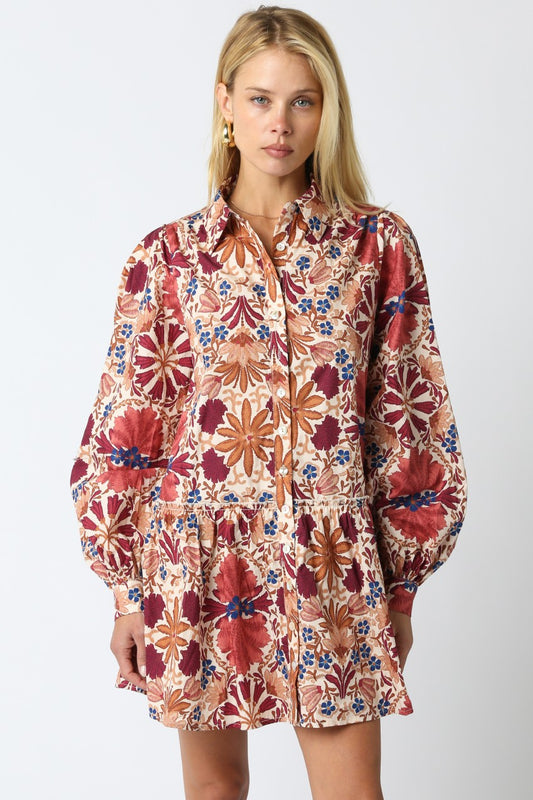 Forever Thankful Floral Button Down Mini Dress