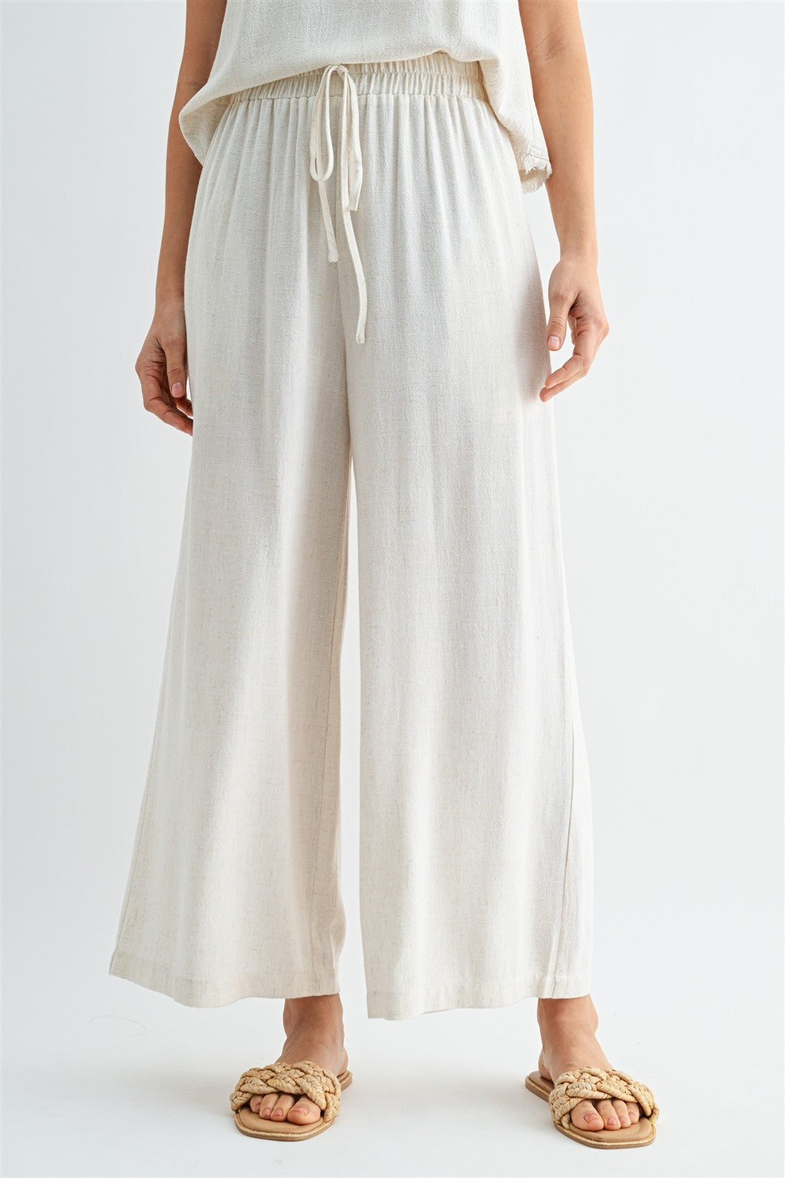 Fray Detail Linen Set In Natural
