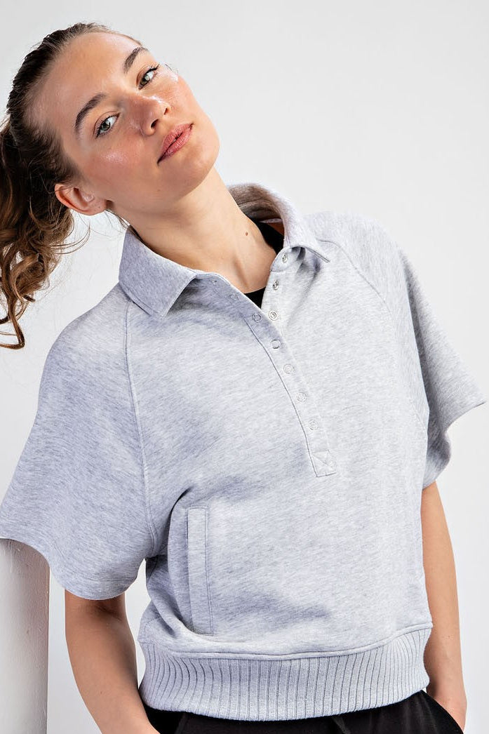 French Terry Short Set In Heather Grey