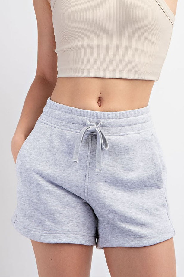 French Terry Short Set In Heather Grey