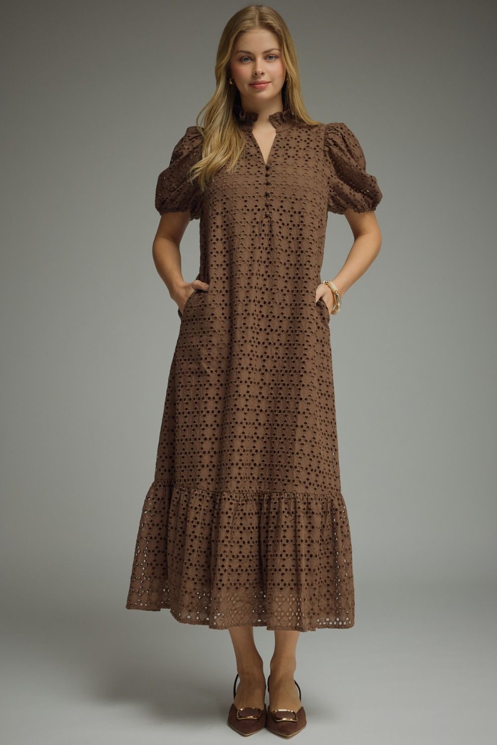 Freshly Picked Midi Dress In Brown