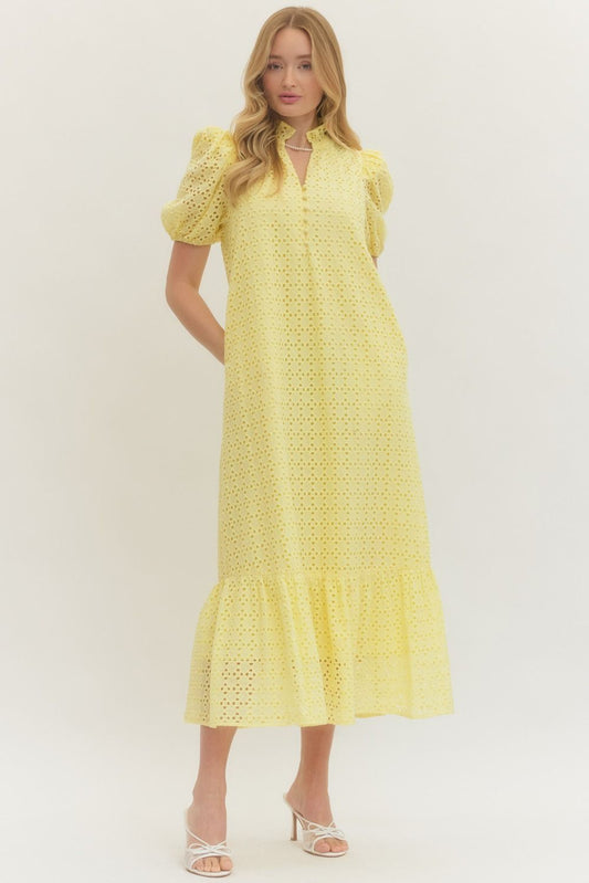 Freshly Picked Midi Dress In Lemon