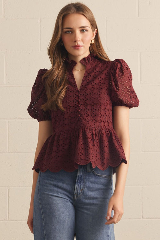 Freshly Picked Top In Burgundy