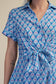 Front Tie Flower Print Dress in Blue