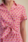 Front Tie Flower Print Dress in Pink