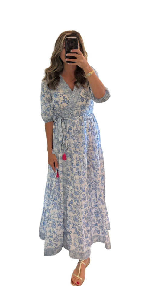 Wrap Dress In Sky Petal