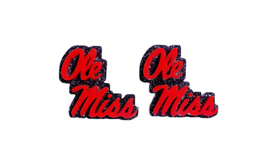 Ole Miss Glitter Stud Earrings