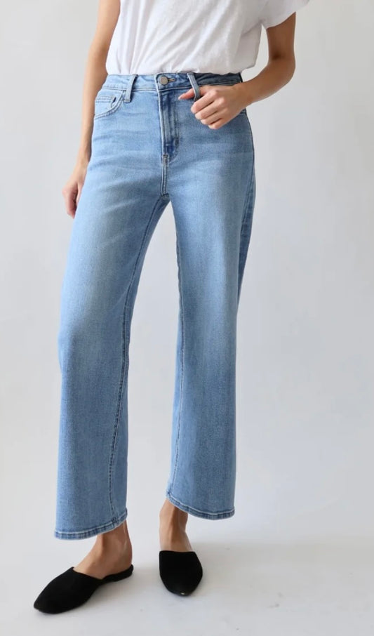 Casey High Rise Wide Leg Jean In Medium Denim