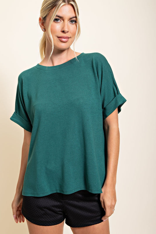 Ready for Fall S/S Top in Hunter Green