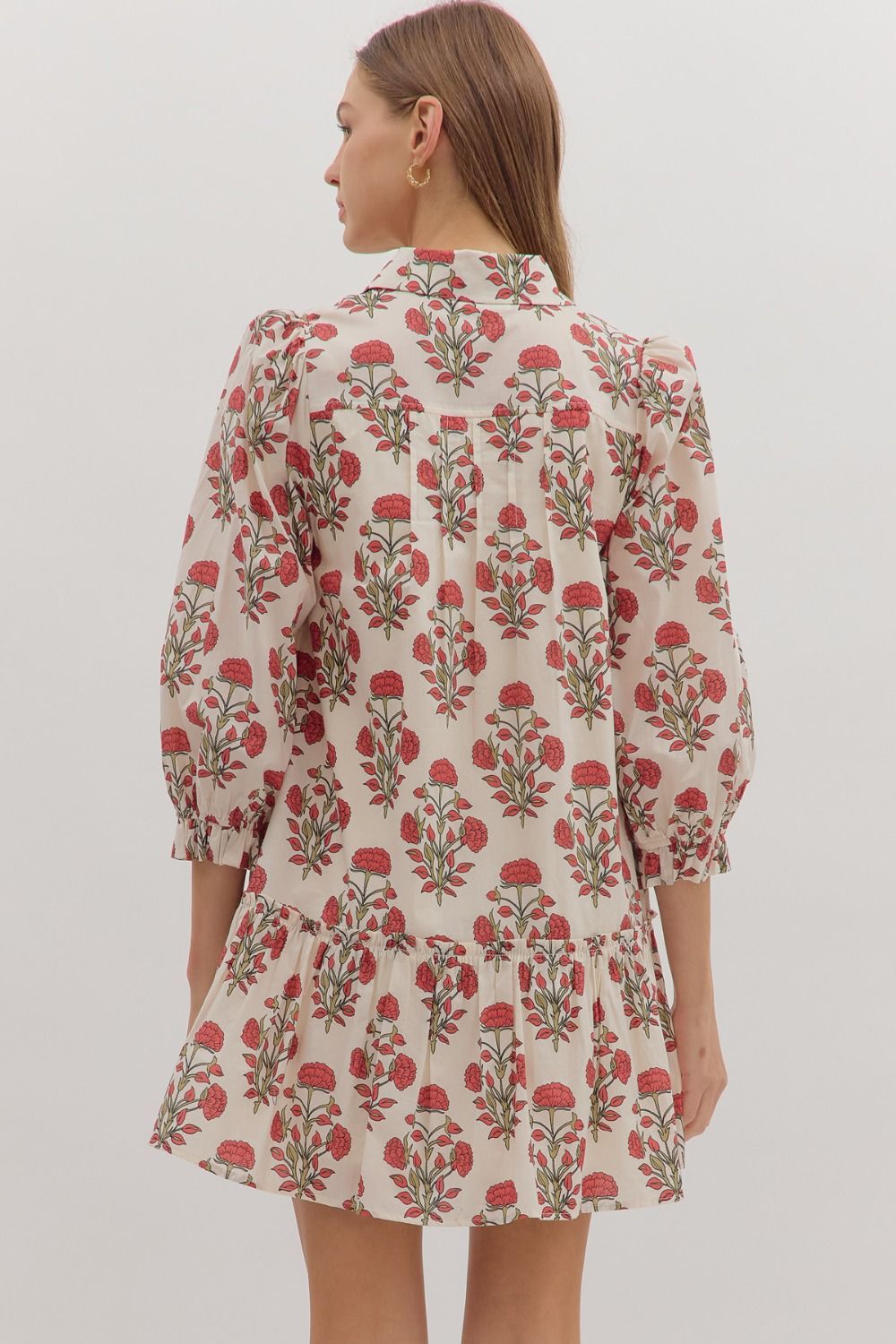 Garden Essence Floral Mini Dress In Ecru