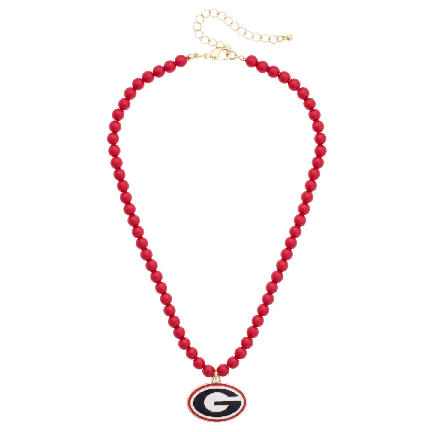Georgia Bulldogs Beaded Logo Pendant Necklace