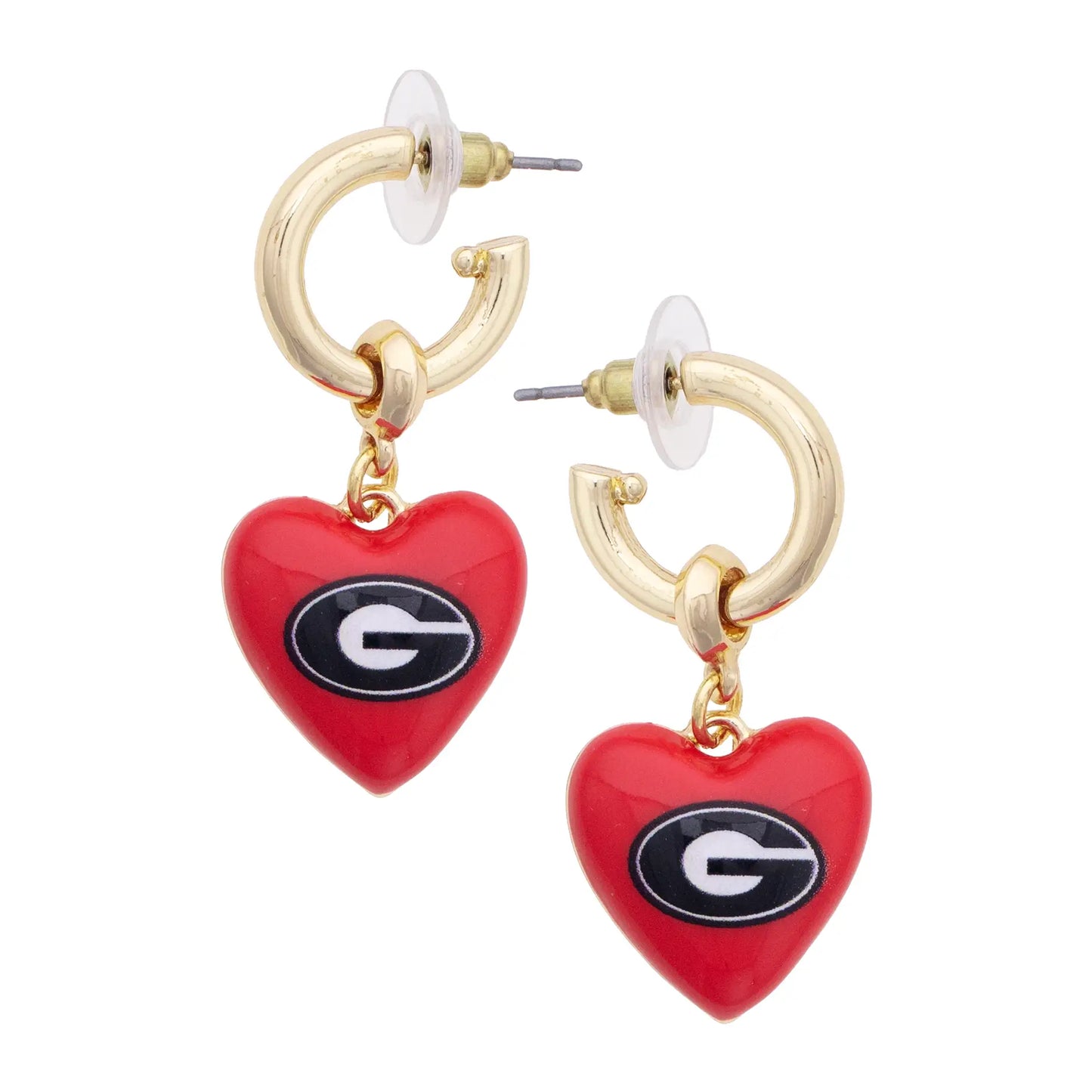Georgia Bulldogs Heart Drop Earrings