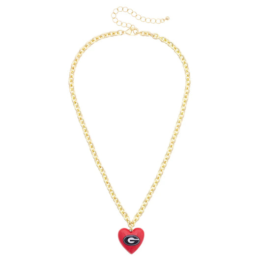 Georgia Bulldogs Heart Pendant Necklace