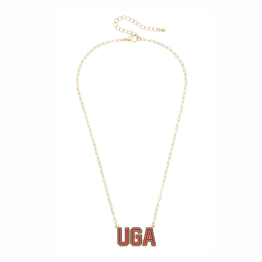 Georgia Bulldogs Pave Outline Necklace