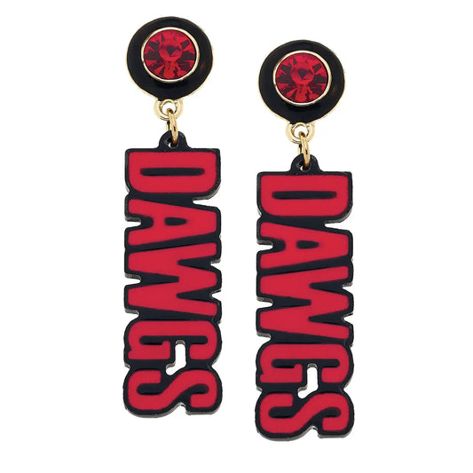 Georgia Bulldogs Resin Block Letter Earrings in Red