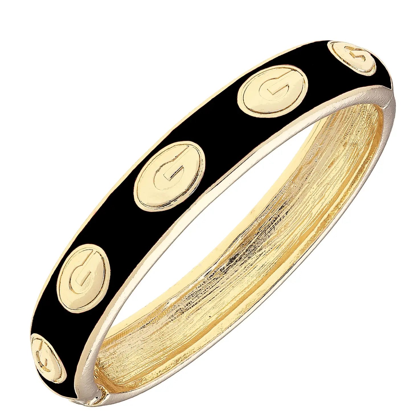 Georgia Bulldogs Sculpted Enamel Logo Hinge Bangle in Black