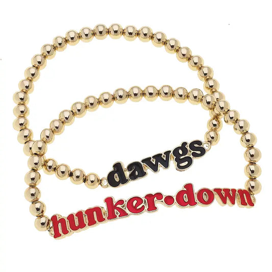 Georgia Bulldogs Slogan Ball Bead Bracelet Set