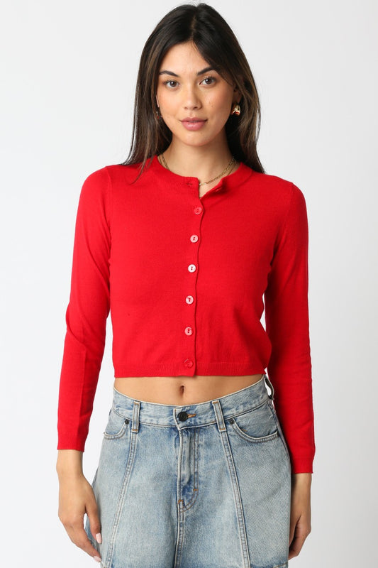 Gianna Knit Cardigan In Red