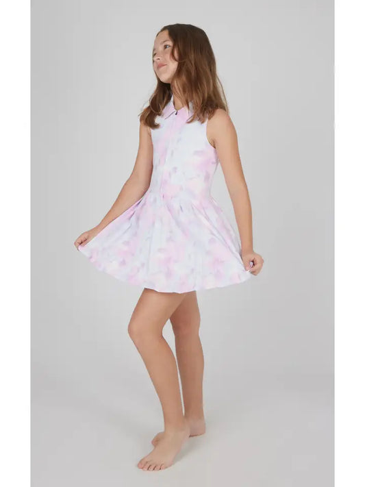 Girls Lavender Tie Dye Tennis Dress