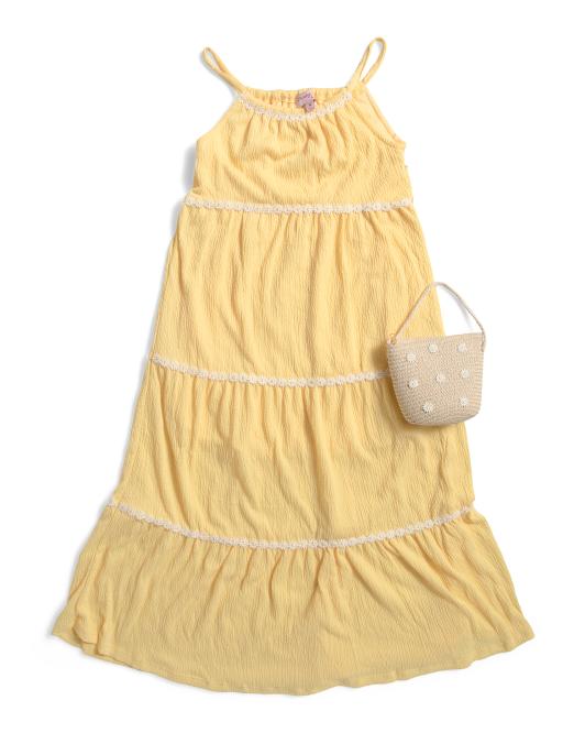 Girls Yellow Tiered Maxi Dress