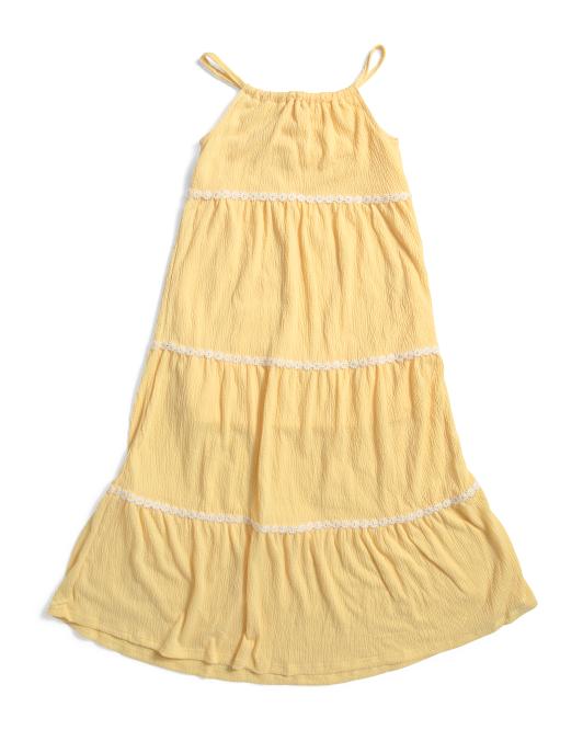 Girls Yellow Tiered Maxi Dress