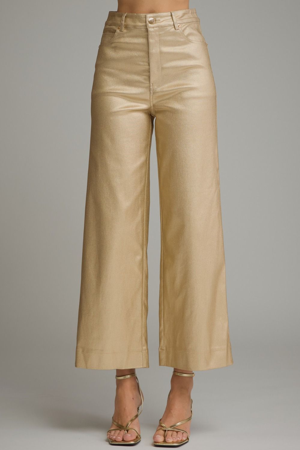 Gold Metallic Wide Leg Pants