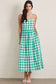 Green Gingham Strapless Midi Dress