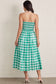 Green Gingham Strapless Midi Dress