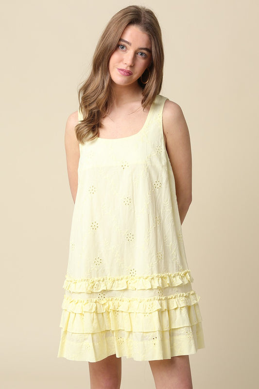 Hana Sleeveless Tiered Mini Dress In Butter