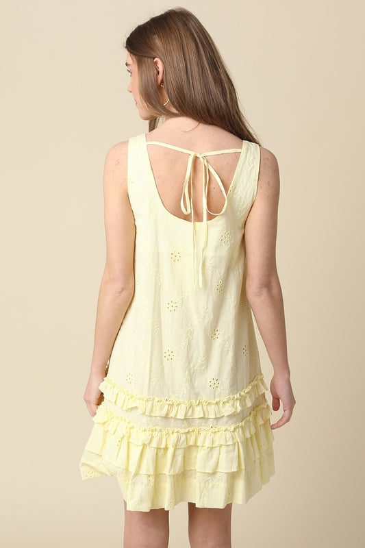 Hana Sleeveless Tiered Mini Dress In Butter