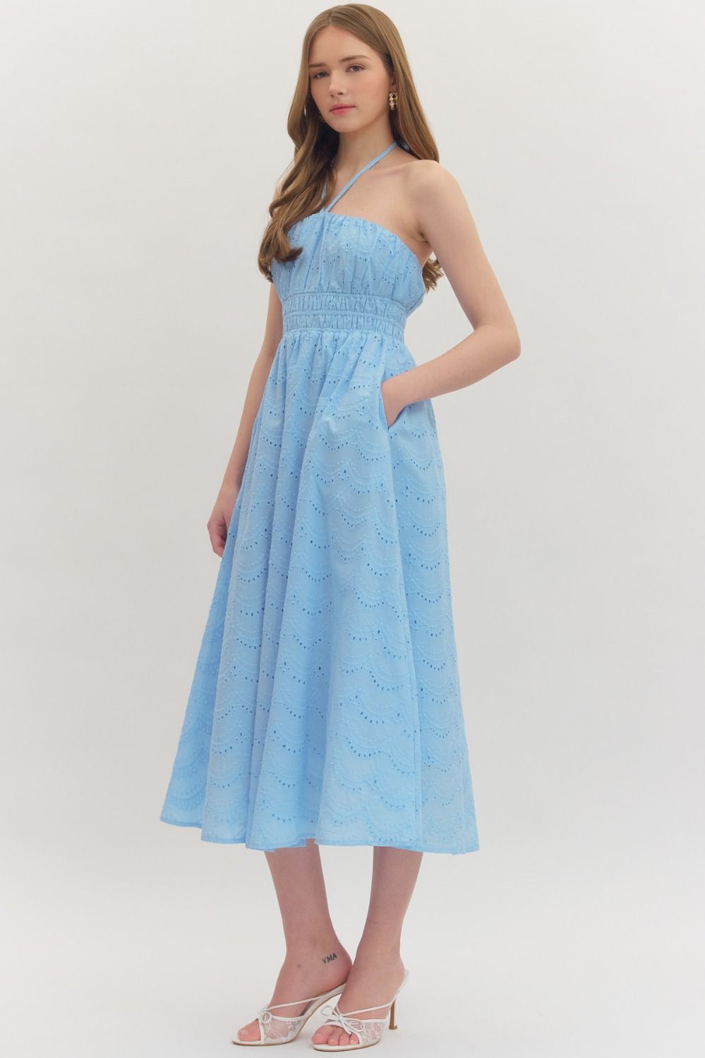 Here Comes The Sun Midi Dress In Blue