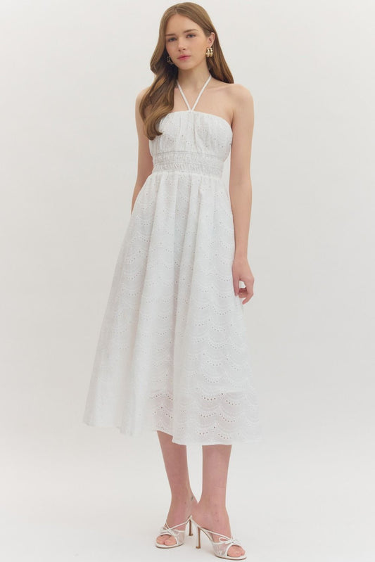 Here Comes The Sun Midi Dress In Off White