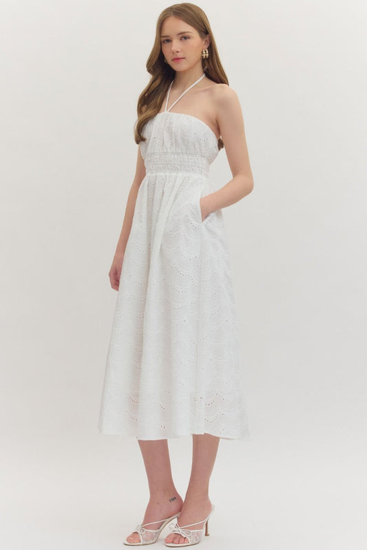 Here Comes The Sun Midi Dress In Off White