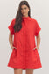 Hidden Button Mini Dress In Red