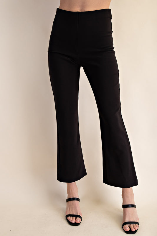 High Waist Crop Flare Pants In Black
