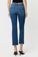 High Rise Raw Hem Dark Wash Kick Flare Jeans