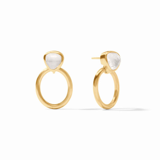 Julie Vos Aquitaine Demi Doorknocker Earring In Iridescent Clear Crystal