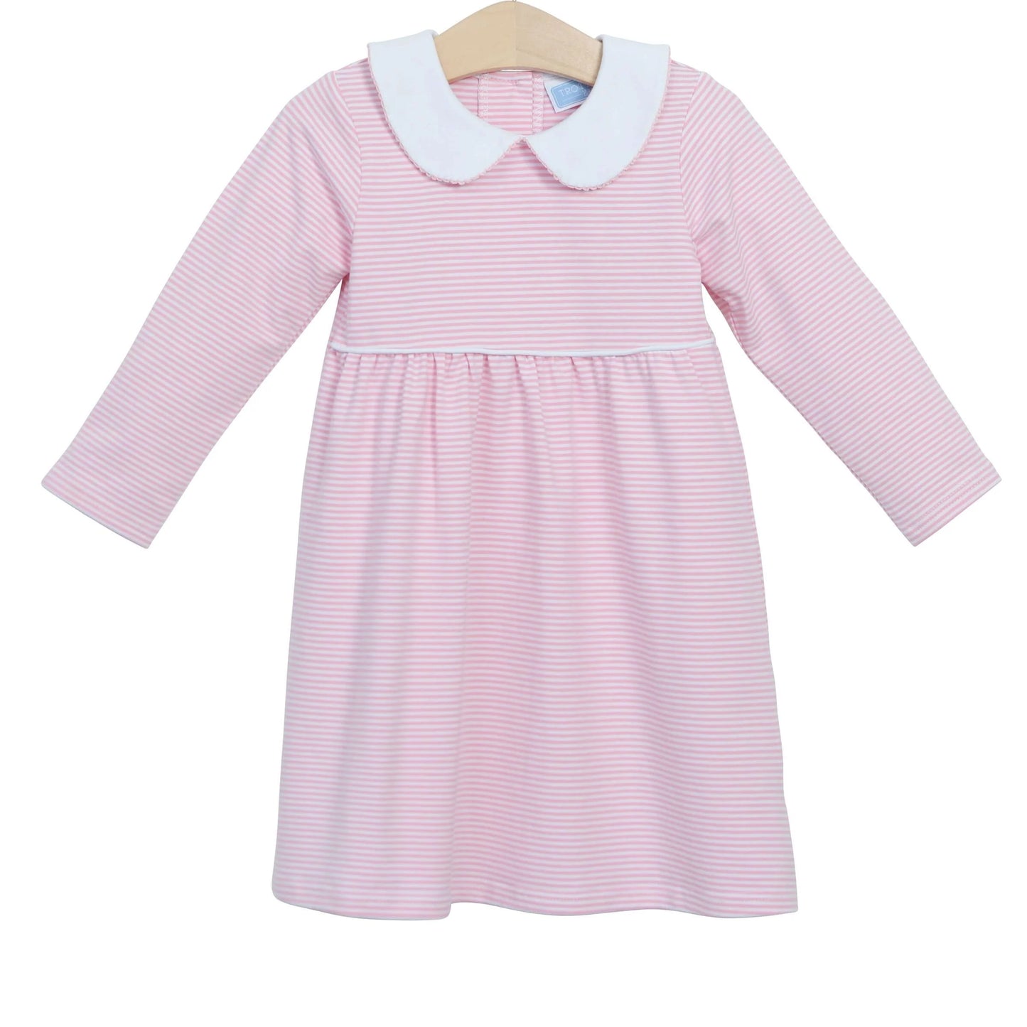 Trotter Street Claire Dress In Light Pink Stripes