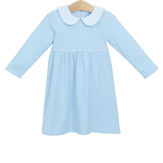 Trotter Street Claire Dress In Light Blue Stripes