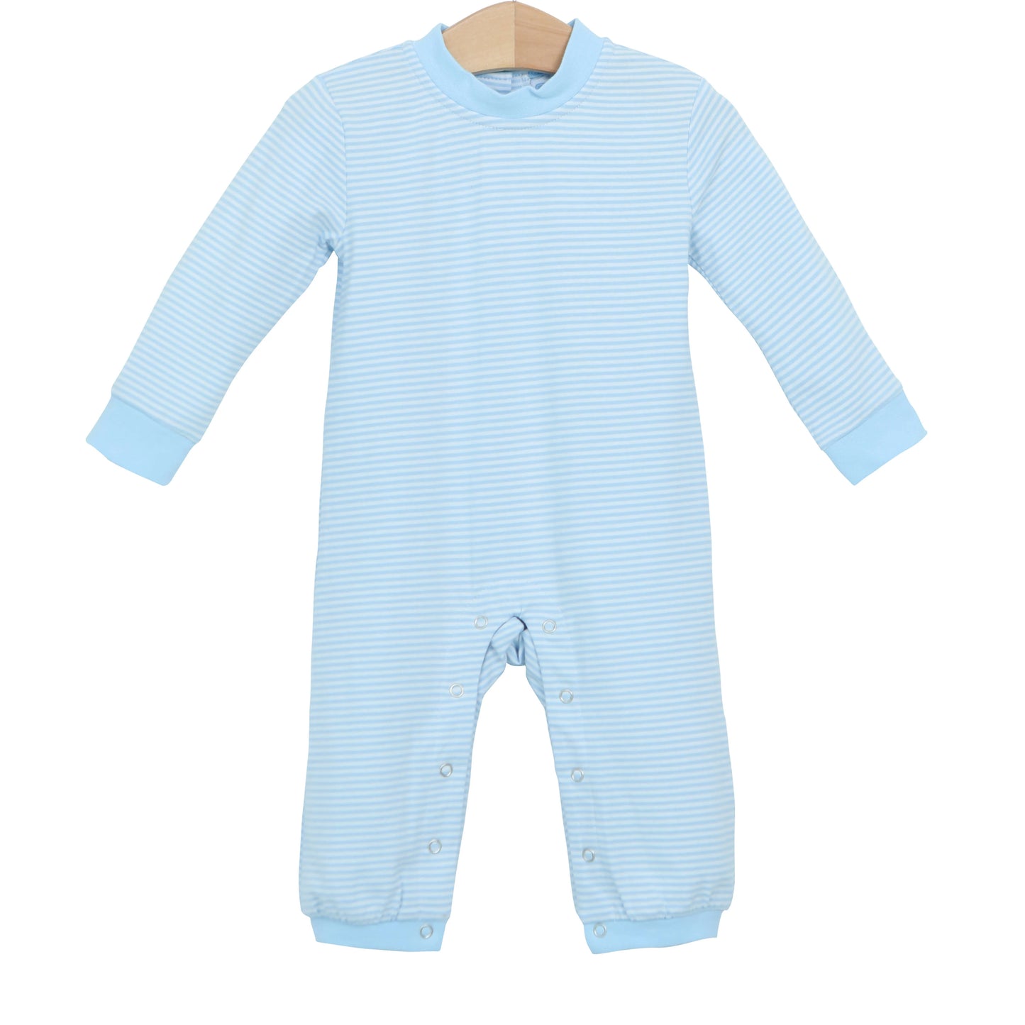 Trotter Street Miller Romper In Light Blue Stripe