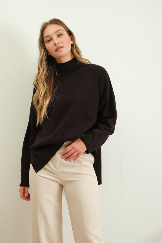 Addie Mock Neck Sweater In Black