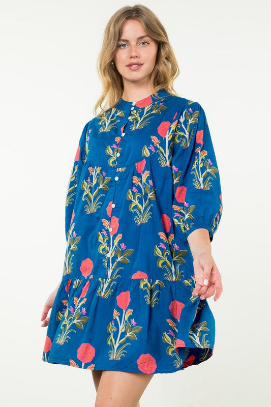 Flower Power Mid Sleeve Mini Dress