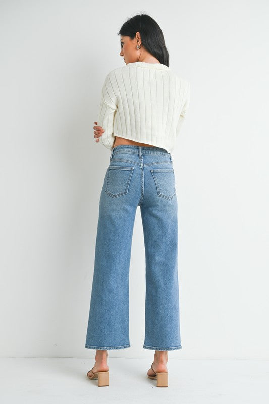 Erica Jeans Slim Wide Leg In Medium Denim