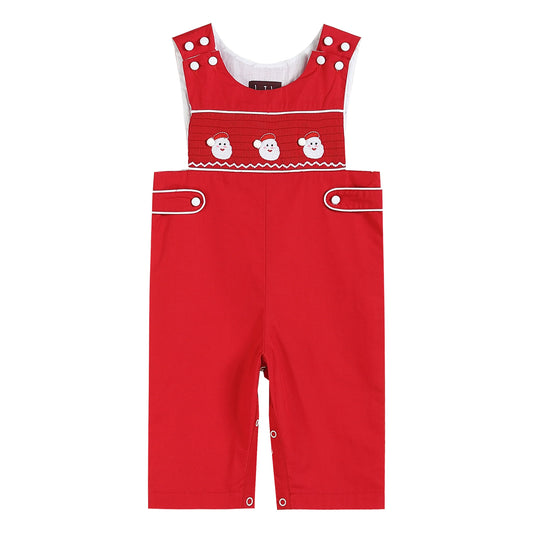 Red & White Santa Smocked Overalls