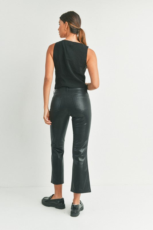 Lexi Cropped Kick Flare Jean In Metallic Black