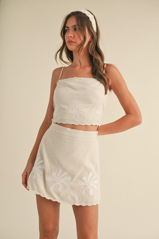 Linen Cami Top & Mini Skirt Set
