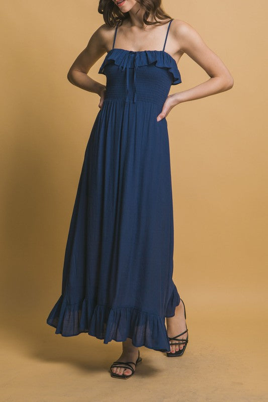 It Girl Ruffle Maxi In Navy