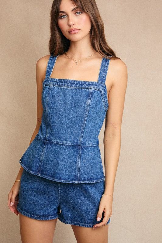 Peplum Top Denim Romper